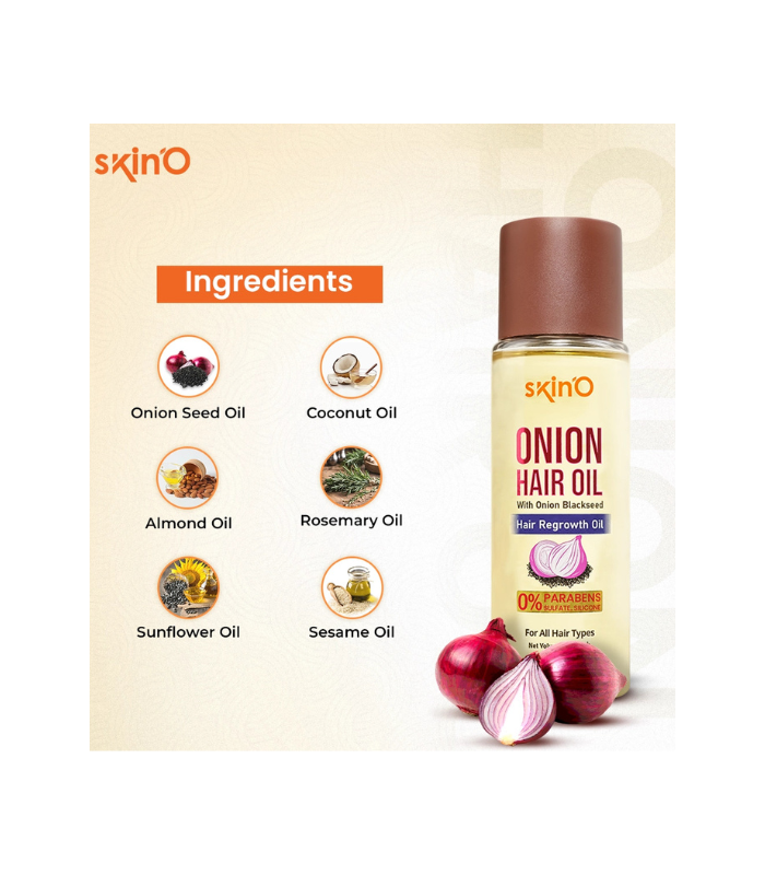 skin'O Onion Hair Oil With Onion Blackseed Hair Regrowth Oil